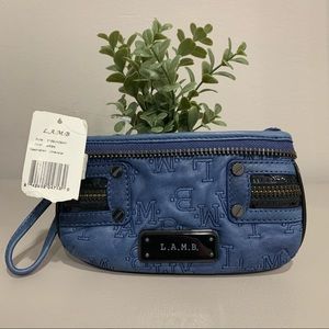 L.A.M.B. Ultraviolet Blue Logo Embossed Wristlet Clutch